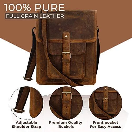 Vista 6 de Komals Passion Leather Bolsa de cuero resistente para iPad de 11 pulgadas bolsillo marrón desgastado