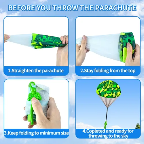 Vista 5 de 10 piezas de juguetes de paracaídas para niños, geniales juguetes voladores al aire libre, paracaídas, hombres para niños de 3, 4, 5, 6, 7, 8, 9, 10