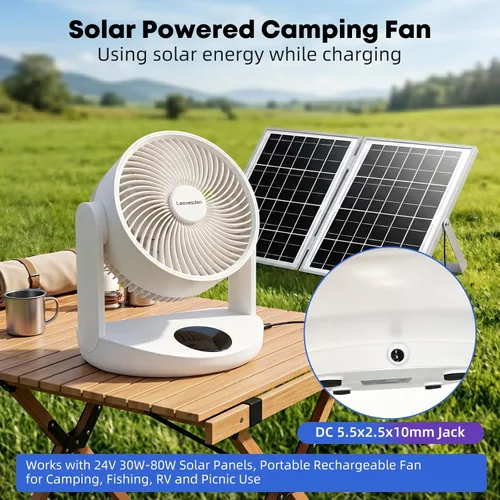 Vista 5 de Ventilador de mesa recargable portátil con luz nocturna, ventilador de escritorio con batería de 20000 mAh, ventilador de circulación de aire