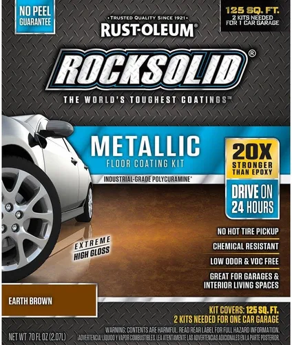 Vista 10 de Kit de piso para cochera de aspecto metálico de bala de plata Rust-Oleum RockSolid., Paquete de 1
