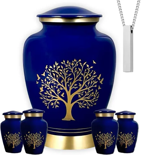 Vista 7 de AmericUrn Blue Tree of Life Urnas de Cremación Personalizadas con Grabado Personalizado para Cenizas Humanas – Conjunto Memorial para Adultos