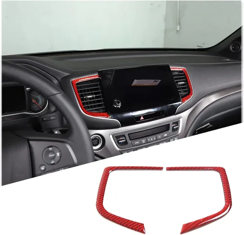 Vista 13 de Kit de calcomanías de fibra de carbono real 3D suave para consola de automóvil, salida de aire, marco de ventilación, decoración compatible con Negro