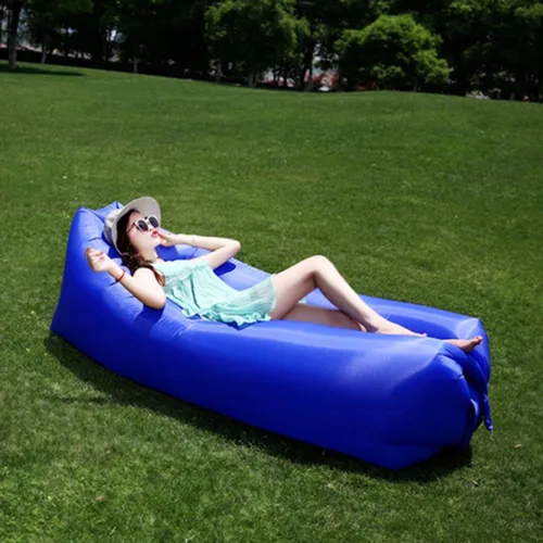 Vista 2 de Inflable impermeable al aire libre sofá camping cama portátil Airbed Sofá (azul)