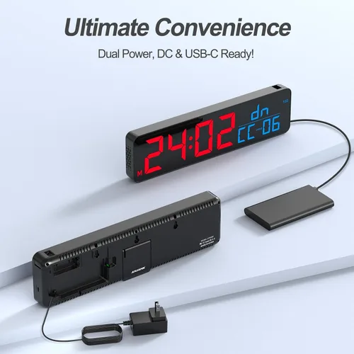 Vista 14 de ANJANK Reloj de pared LED digital grande de 15 pulgadas para gimnasio, con segundos, temporización para entrenamiento, intervalos y rondas, cuenta