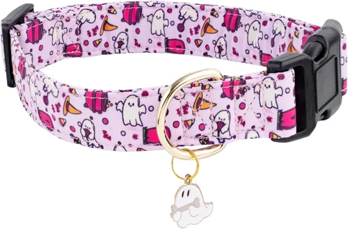 Vista 15 de Faygarsle - Collar de algodón para perros, collar de diseñador para hembras, tamaños pequeños, medianos y grande, diseño de flores con dijes de Beige