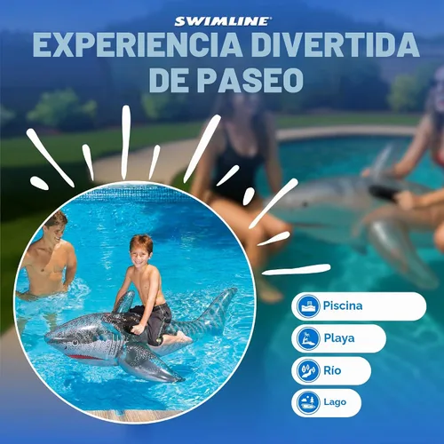 Vista 4 de SWIMLINE Flotador inflable original para piscina con delfín para piscinas Gran inflable inflable inflable para verano, playa, natación, fiesta