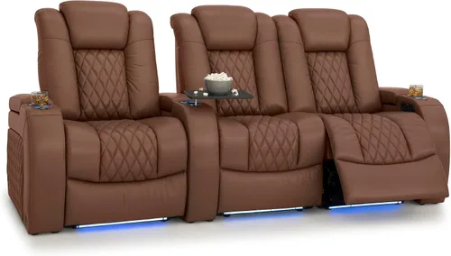 Vista 76 de Seatcraft Asiento de cine en casa Diamante Marrón Reclinable Individual