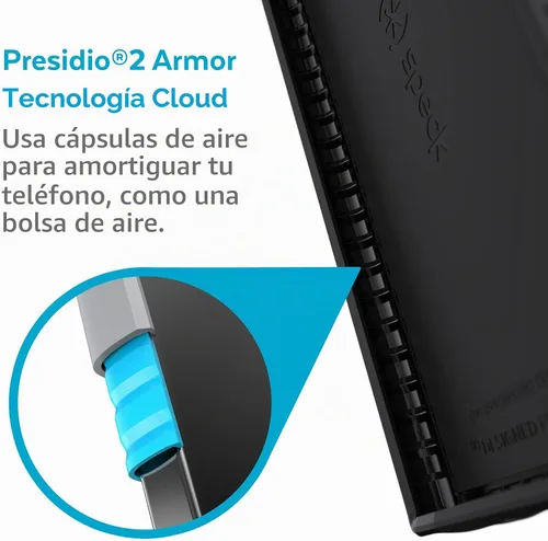 Vista 3 de Speck Productos Funda Presidio2 Grip Samsung Galaxy S22 Ultra, bisel elevado, Negro/Negro/Blanco