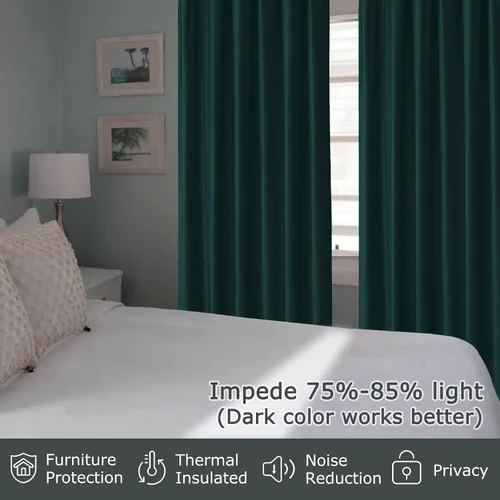 Vista 8 de Frelement Cortinas de Navidad de terciopelo afelpado para sala de estar, cortinas de oscurecimiento con ojales en la parte superior, cortinas