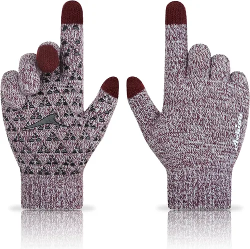 Vista 14 de Achiou Winter Gloves for Men and Women, Touchscreen Soft Knit Gloves Camello almendra