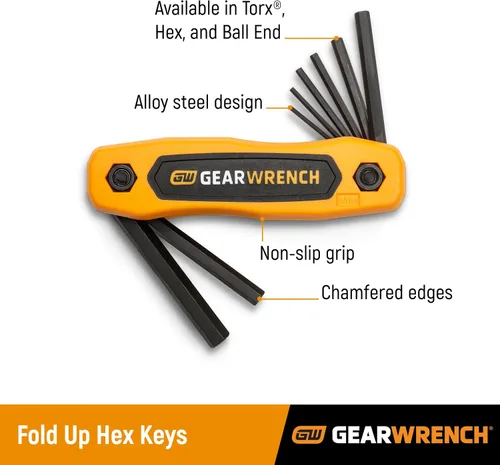 Vista 7 de GEARWRENCH Juego de llaves hexagonales plegables SAE/métricas de 17 piezas - 83511