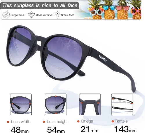 Vista 5 de Lentes de sol de ojo de gato, retro, vintage, antideslizantes, redondos, para hombres y mujeres, lentes polarizadosno polarizados, protección UV