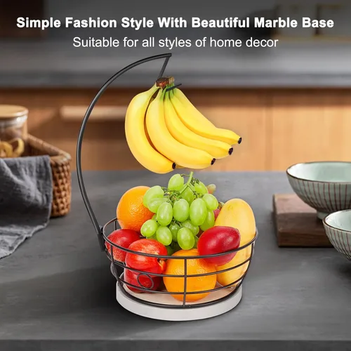 Vista 7 de Livabber - Frutero de encimera con colgador de plátanos, cuenco moderno de almacenamiento de frutas y verduras, con soporte de árbol de plátano
