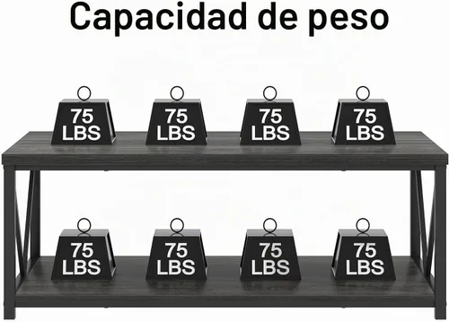 Vista 5 de FOLUBAN Mesa de centro con almacenamiento, mesas centrales pequeñas modernas para espacios pequeños, mesa de cóctel de madera rústica y metal
