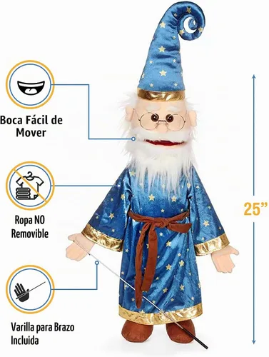 Vista 3 de Asistente de 25 pulgadas con gafas, cuerpo completo, marioneta estilo ventrílocuo