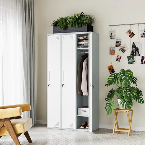 Vista 2 de Letaya Taquillas de metal para empleados, gabinete de almacenamiento de 71 pulgadas con cerradura, armario de almacenamiento de acero para gimnasio