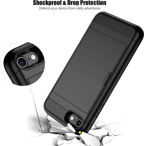 Vista 5 de Nvollnoe Funda para iPhone SE Funda 2022/iPhone SE 2020/7/8 Funda con Soporte para Tarjetas de Servicio Pesado Protectora de Doble Capa Resistente a