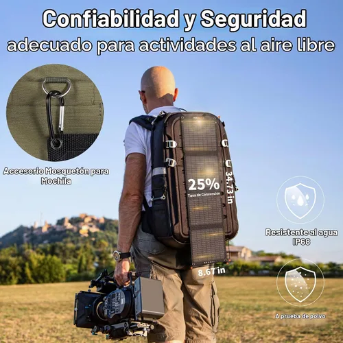 Vista 7 de SOKIOVOLA Paneles solares portátiles 30W Paneles solares plegables Cargador Panel solar ETFE con DC USB-C y USB-A IP68 Impermeable para estaciones