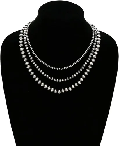 Vista 12 de Western Jewelry Navajo Pearl Necklace for Women Handmade Long Boho Turquoise Pearls Layered Necklaces for Cowgirls