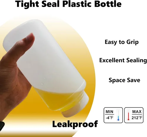Vista 3 de Botella de muestra de plástico con tapas, contenedor de reactivo químico de laboratorio de boca ancha de 34 oz/33.8 fl oz, 10