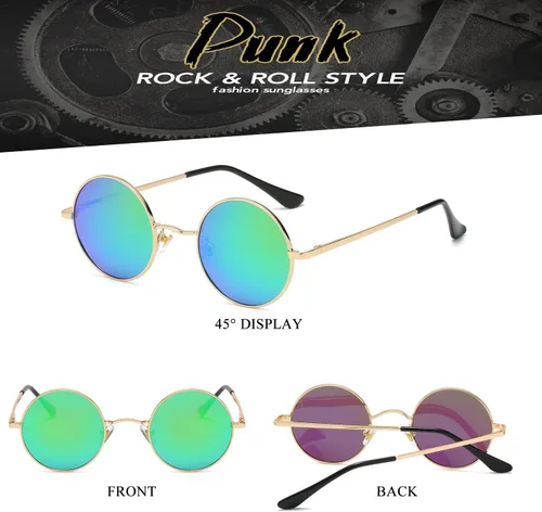 Vista 4 de HJSTES Polarized Round Sunglasses Womens Men Retro Hippie Glasses Small Circle Sunnies
