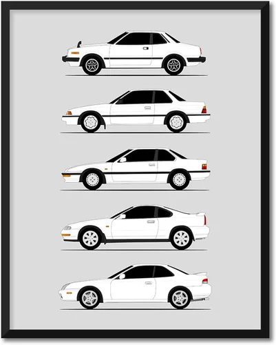 Vista 29 de Custom Car Posters Póster hecho a mano compatible con Acura (perfil lateral), decoración de lo mejor de las generaciones de Acura, historia 10C.