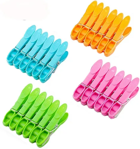 Vista 12 de Clips de plástico resistentes antideslizantes para secar la ropa, pinzas resistentes para viajes, paquete de 24