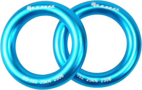 Vista 5 de Anillo de aluminio de 25 kN, junta tórica de tensión perfecta, anillo de conexión para escalada en roca, arborista, hamaca, rescate, slackline, azul