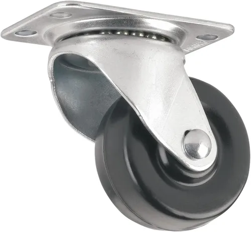 Vista 9 de Rueda de rodaja de goma resistente con placa superior rígida no giratoria - 2 pulgadas - capacidad de carga de 125 libras