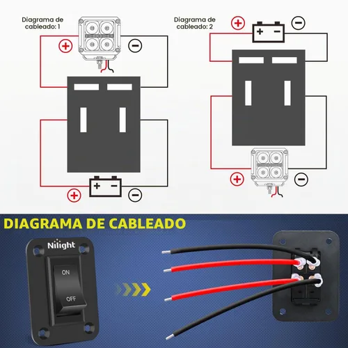 Vista 3 de Panel de Interruptor de Encendido/Apagado Nilight 4 PIN DPST, Interruptores de Palanca Panel 12V 20A, Carcasa de Interruptor de Aluminio Anodizado