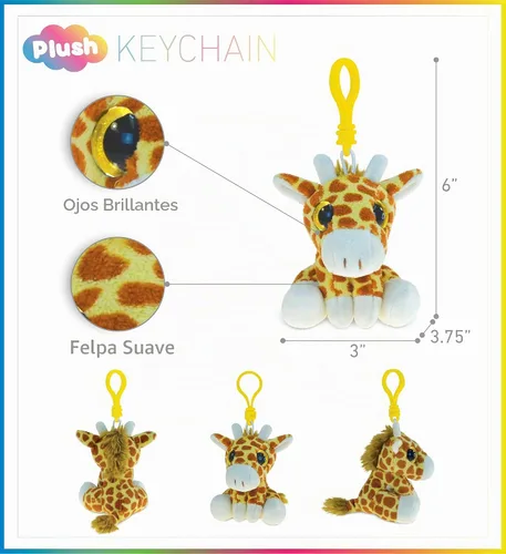 Vista 2 de Llavero de peluche de jirafa desconcertada accesorios para bolso - 6