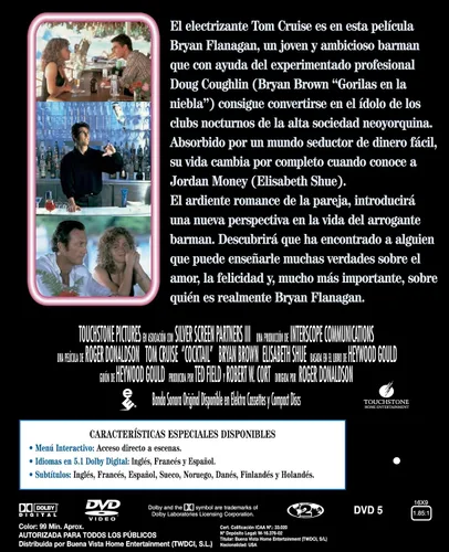 Vista 2 de Askshy Cóctel (DVD de importación) (2014) Tom Cruise Elisabeth Shue Bryan Brown Lisa Ban.