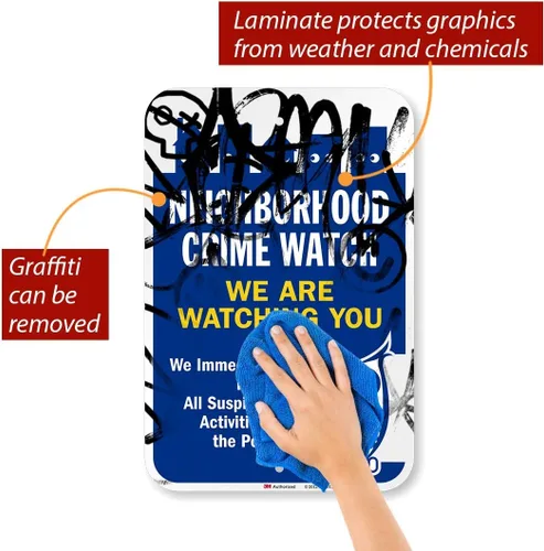 Vista 7 de SmartSign Letrero de "Neighborhood Crime Watch - We Are Watching You" 12 x 18 pulgadas, aluminio reflectante de grado diamante 3M