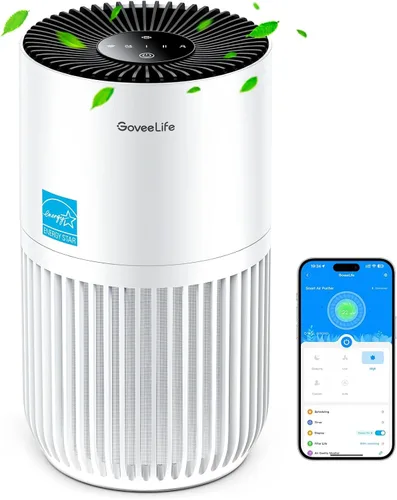 Vista 9 de GoveeLife Mini Purificador de Aire para Dormitorio, Purificador de Aire con Filtro Inteligente y Control por App Alexa para Pelo de Mascotas
