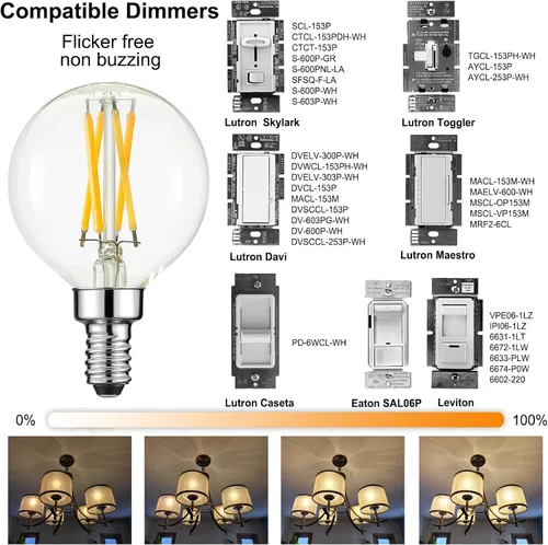 Vista 3 de Arberlic Bombilla G16.5, Bombilla LED E12 de 4W regulable Equivalente a Bombilla Candelabra E12 de 40 Vatios, Blanco Cálido 2700K, 400lm, CRI85+
