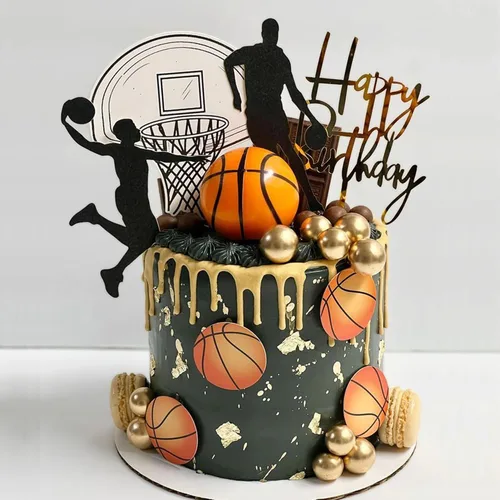 Vista 8 de 20 decoraciones para pasteles de baloncesto, decoraciones de pastel con temática de estrellas de baloncesto para decoración de pastel de cumpleaños