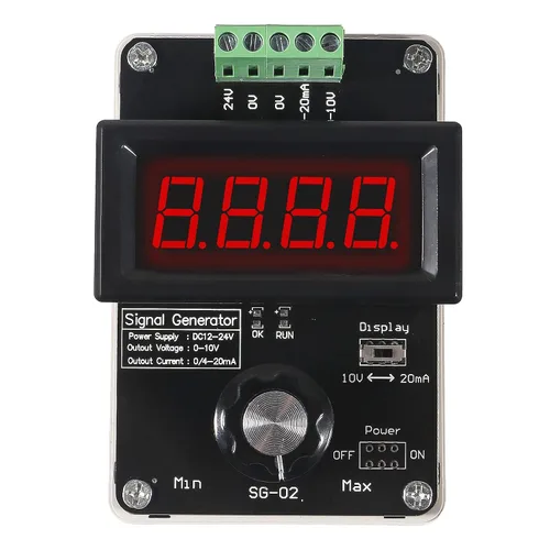 Vista 2 de Generador de señal ajustable de 4-20 mA,AITRIP DC 0-10V 0 4-20 mA Simulador analógico de voltaje de corriente para ajuste de valor, panel PLC LED