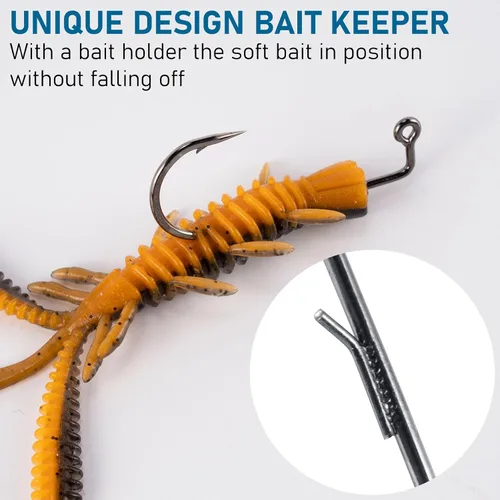 Vista 5 de Dr.Fish Paquete de 30 ganchos de plantilla de 90 grados con soporte de alambre, curva redonda #1-#4/0 para Ned Rig, Swimbait, Bass Fishing Jig Mold
