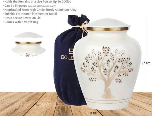 Vista 6 de Tree of Life Urna de cremación grande para cenizas humanas 200 pulgadas cúbicas Urna decorativa para cenizas adultas mujeres y hombres, urnas