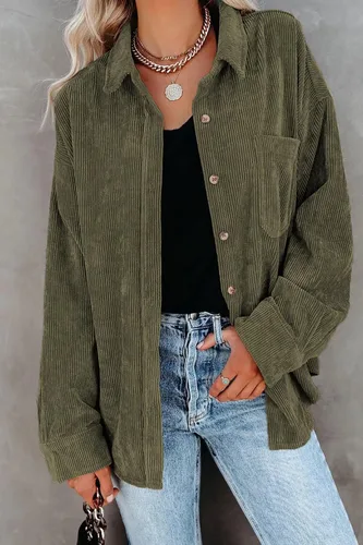 Vista 5 de Magritta Camisas de manga larga con cuello en V y botones para mujer, blusas de gran tamaño con bolsillos