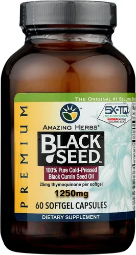 Vista 3 de Amazing Herbs Cápsulas de aceite de semilla negra de alta potencia, prensado en frío, ayuda a la salud digestiva, apoyo inmunológico y función