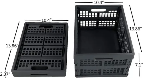 Vista 2 de Idotry - Paquete de 3 cajas de almacenamiento plegables apilables de plástico de 15 L, cesta de almacenamiento plegable apilable