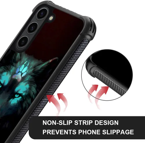 Vista 5 de CARLOCA Funda compatible con Samsung Galaxy S23 Plus, diseño gráfico de identidad negro espiritual lobo, a prueba de golpes, antiarañazos