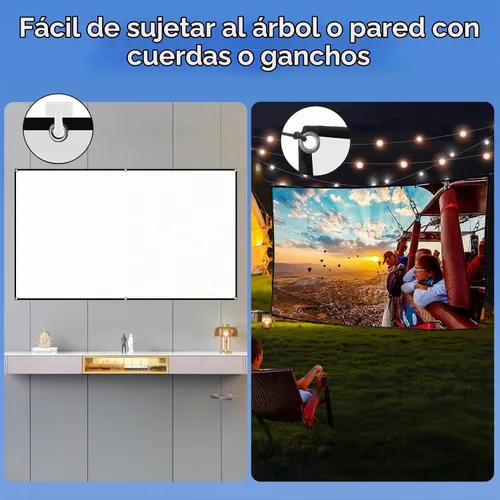 Vista 7 de Docooler Pantalla de proyector, pantalla de proyección plegable 16:9 de 80 pulgadas, pantalla de proyección plegable duradera para montaje en pared
