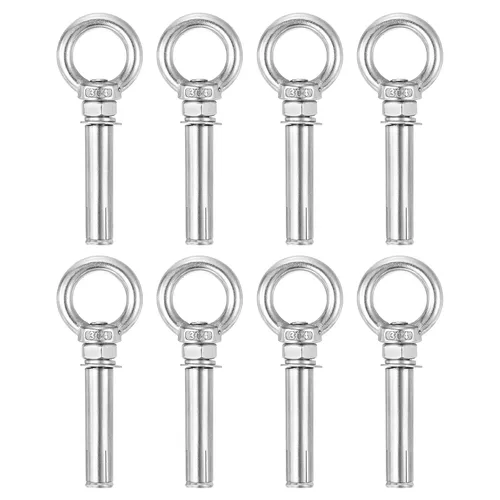 Vista 11 de uxcell Aro de elevación de la expansión, 8pcs M6x50mm 304 tornillo de expansión de acero inoxidable con anillo de ojo para pared de ladrillo