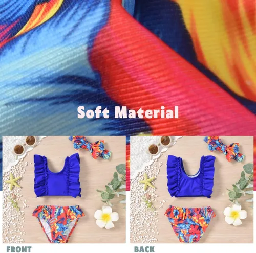 Vista 5 de Aalizzwell Traje de baño de bikini para bebé niña con diadema