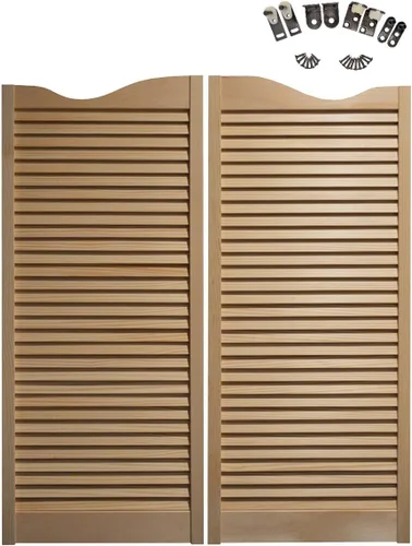Vista 11 de Puertas batientes interiores prefabricadas, puertas batientes de madera de pino de 1-1/8 pulgadas de grosor, puertas de salón con bisagras, puerta
