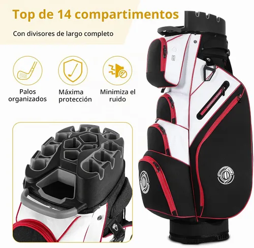 Vista 2 de Bolsa de carrito de golf Shopsource, bolsa de palos de 14 vías con cierre moldeado y divisores de longitud completa, bolsas de carrito silenciosas