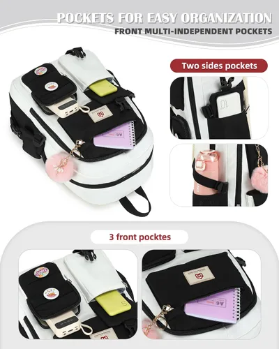 Vista 4 de Hidds Mochilas para laptop de 15.6 pulgadas, mochila escolar para escuela primaria, escuela secundaria, linda mochila antirrobo, mochila de viaje