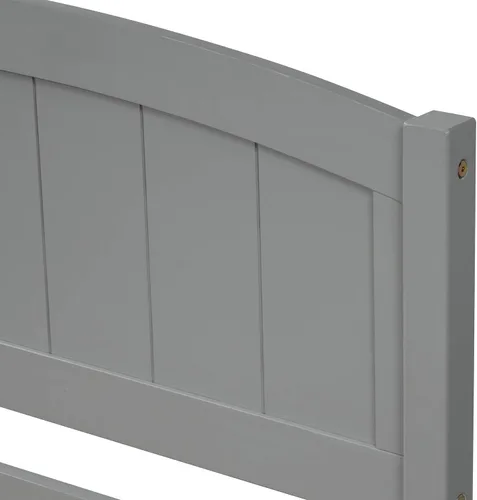 Vista 7 de Merax Cama de plataforma de madera con nido – Cama individual soporte de listones de madera, no necesita somier, gris